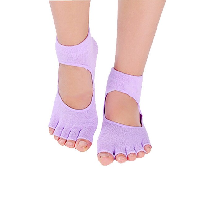 Purple Yoga Socks, Yoga Toe Socks in purple